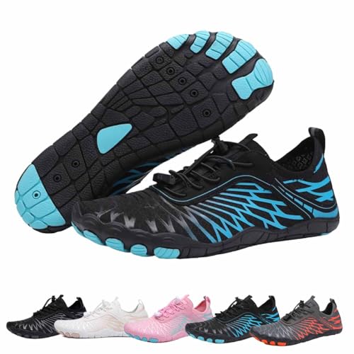 Hike Footwear Barefoot for Women Men,Healthy & Non-Slip Barefoot Shoes,Wide Toe Box Walking Shoes & Hiking Boot,Breathable Fashion for Walking,Shoes Outdoor Athletic,Beach Shoesday. (Black Blue, 46)