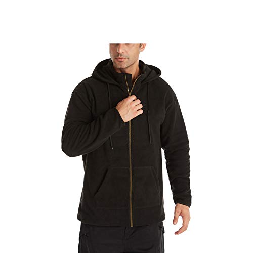 Herren-Sweatshirt mit Reißverschluss und seitlichem Polar-Fleece, langärmelig, mit Tasche, Schwarz