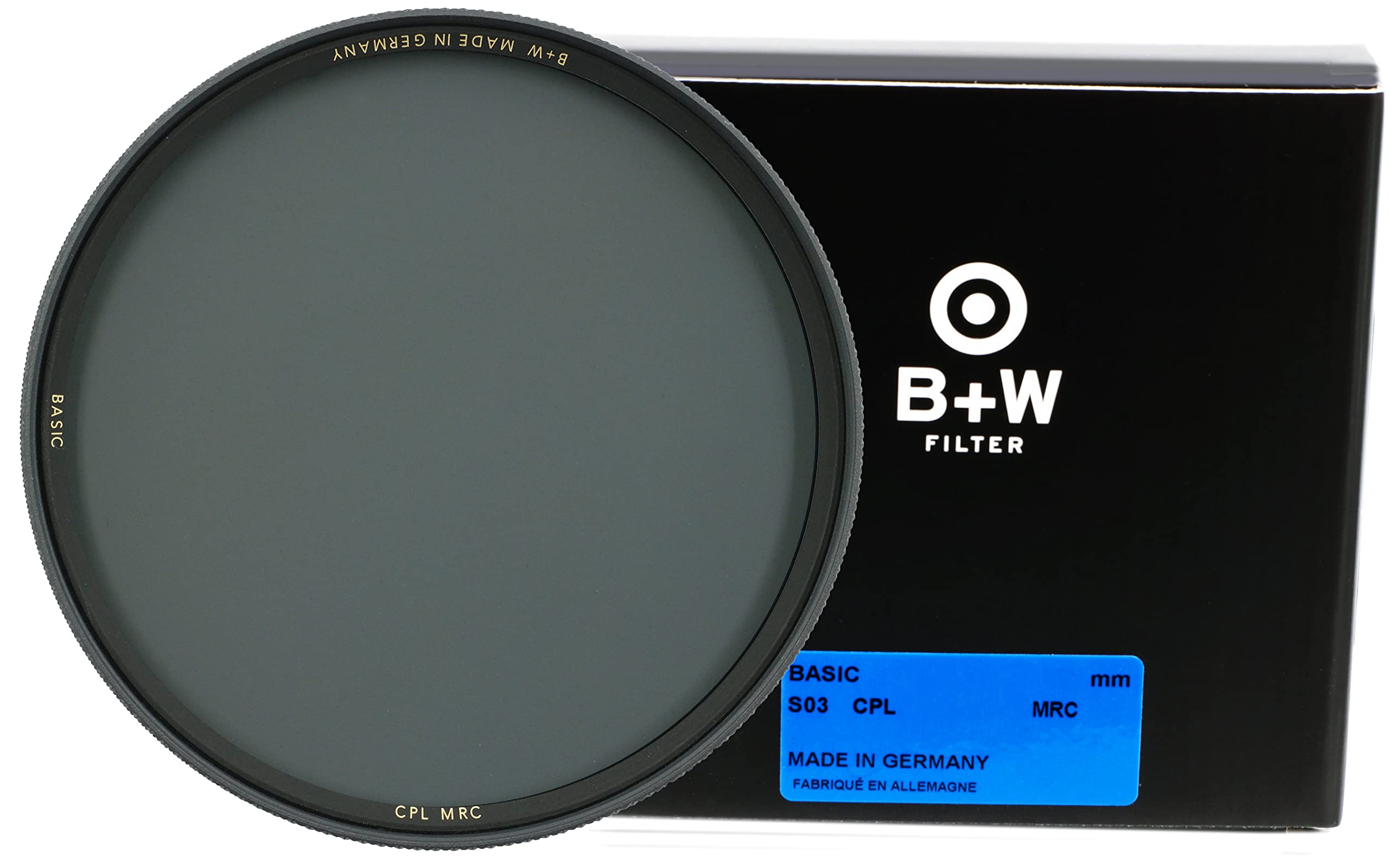 B+W Polarisationsfiter Zirkular - S03 Basic Line - 49 mm, MRC 16x, Grip-Drehring, für Weitwinkel- bis Teleobjektiv