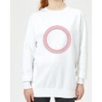 Knitted Circular Pattern Women's Sweatshirt - White - XXL - Weiß