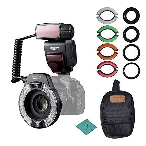 YONGNUO Professionelles YN14EX II-Makro-Ring-Blitzlicht-Kit mit großen LCD-Display-Adapterringen Farbtemperaturfilter Hot Shoe Mount Unterstützung M/TTL-Blitz für Canon DSLR-Kameras