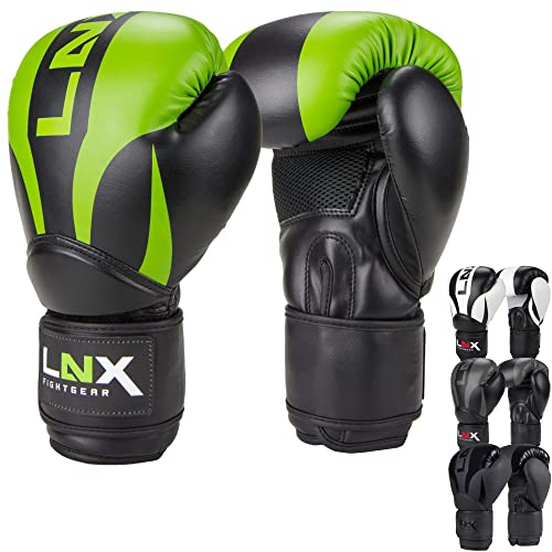 LNX Boxhandschuhe Nitro 8 10 12 14 16 Oz - Männer, Frauen, Kids Kickboxen Boxen Muay Thai MMA Kampfsport UVM Energy Green (301) 16 Oz