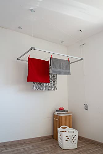 DRY-SMART Deckenwäschetrockner - Deckentrockner ausziehbar - Wäscheständer für die Decke – für Badewanne, Balkon, innen und Outdoor – platzsparend - einfache Deckenbefestigung 100-160 cm