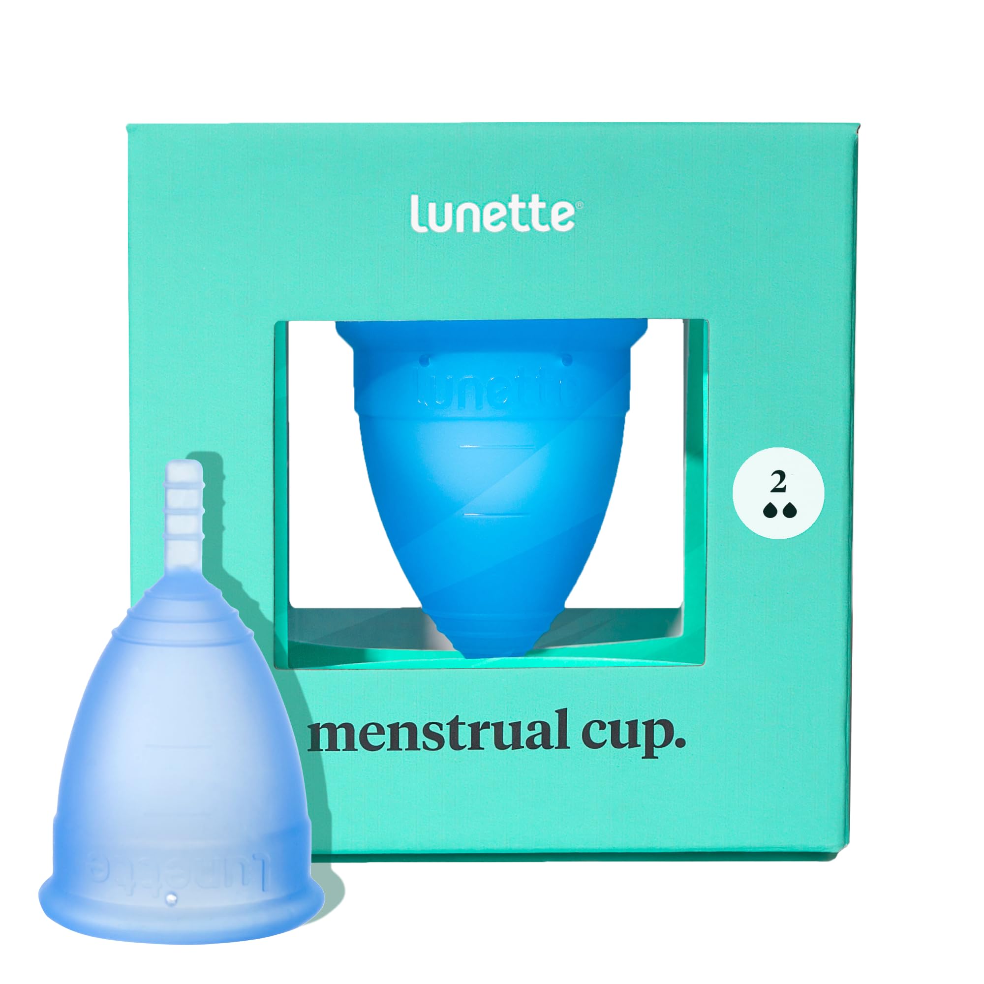 Lunette Menstruationstasse - Blau - Model 2 für normale oder starke Blutung – (EN Version)
