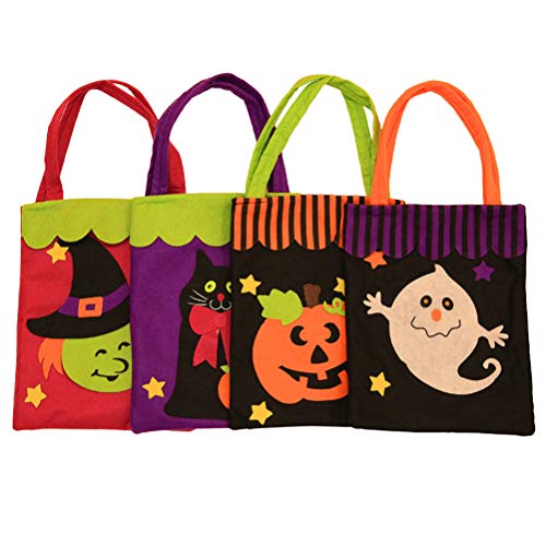 4 Stück Halloween-einkaufstaschen-geschenktasche Süßigkeitentüten Für Kinder Leckerlibeutel Mit Griffen Goodie-tragetaschen Bonbontüten Keks Gebürstetes Tuch Aufkleber