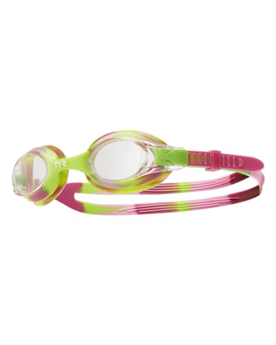 TYR Swimple Tie Dye Non-Mirrored Youth Fit Goggle, Raspberry/Green