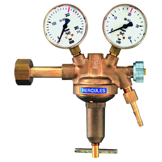 Flaschendruckregler, Flaschendruck 200 bar, für nicht brennbare Gase, Gasart: Argon/Helium, Arbeitsdruck 0-10,0 bar