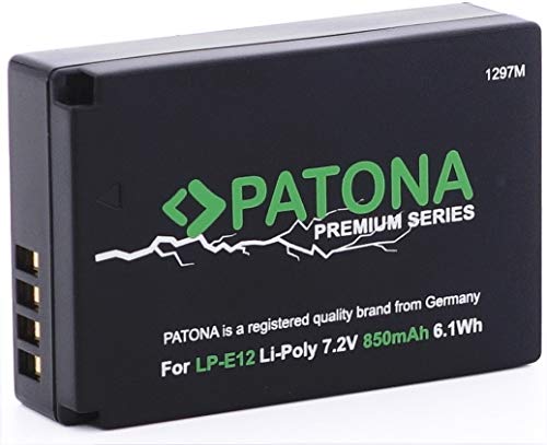 PATONA Premium Akku LP-E12 - Kompatibel mit Canon EOS 100D M M10 M50 M100 M200 - PowerShot SX70 HS - Infochip (neueste Generation)