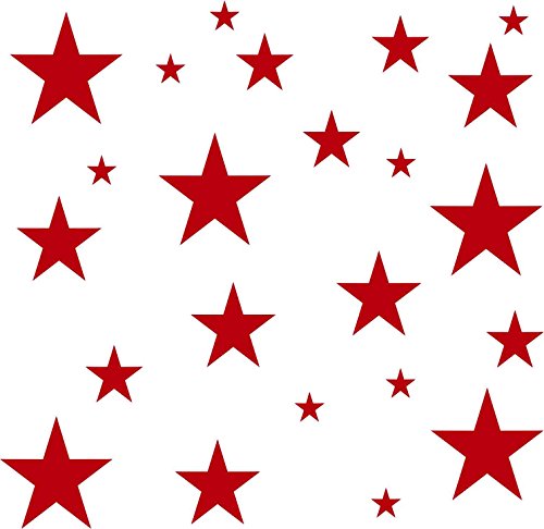 Kleberio® 50x GROßE Klebesterne Farbe: rot GROßE: 7,5cm 10cm 14cm Aufkleber Sterne PVC-Spezialfolie von ORAFOL selbstklebend glänzend Für den Innen- und Außenbereich geeignet