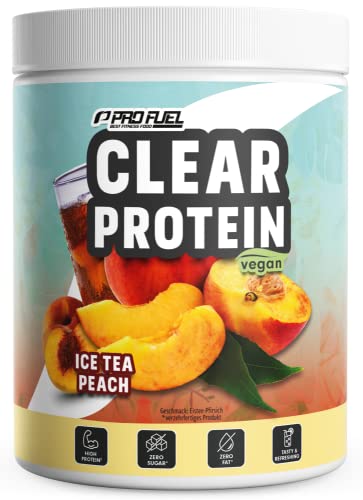 Clear Protein Vegan 360g ICE TEA PEACH - unglaublich leckerer & erfrischender Protein-Drink - vegane Clear Whey Protein/Iso Clear Alternative mit hochwertigem Erbsenproteinhydrolysat - 56% Protein