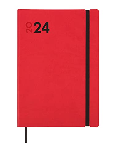 Finocam - Kalender 2024 Dynamic Mara 1 Tag Seite Januar 2024 - Dezember 2024 (12 Monate) Rot Katalanisch