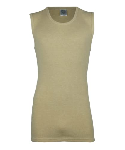 wobera Angora leichtes Herren-Unterhemd/Tanktop ohne Arm mit verstärktem Rücken (Gr. L/7, Farbe: beige)