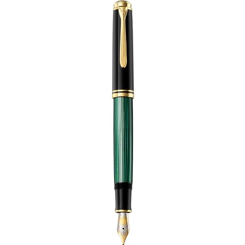 Pelikan Premium M800 Füllfederhalter, Feder F Plume schwarz/grün