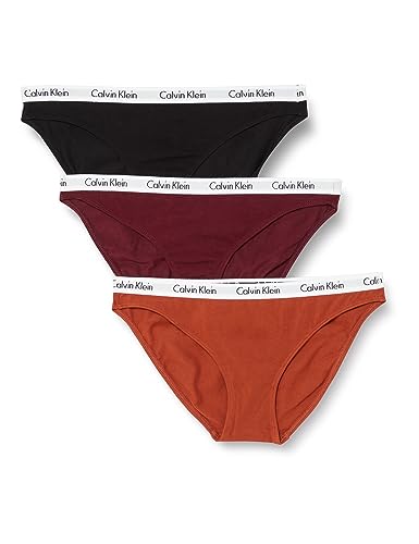 Calvin Klein Damen Bikini 3pk Bikinihöschen, Gingerbread/Black/Tawny Port, M (3er Pack)