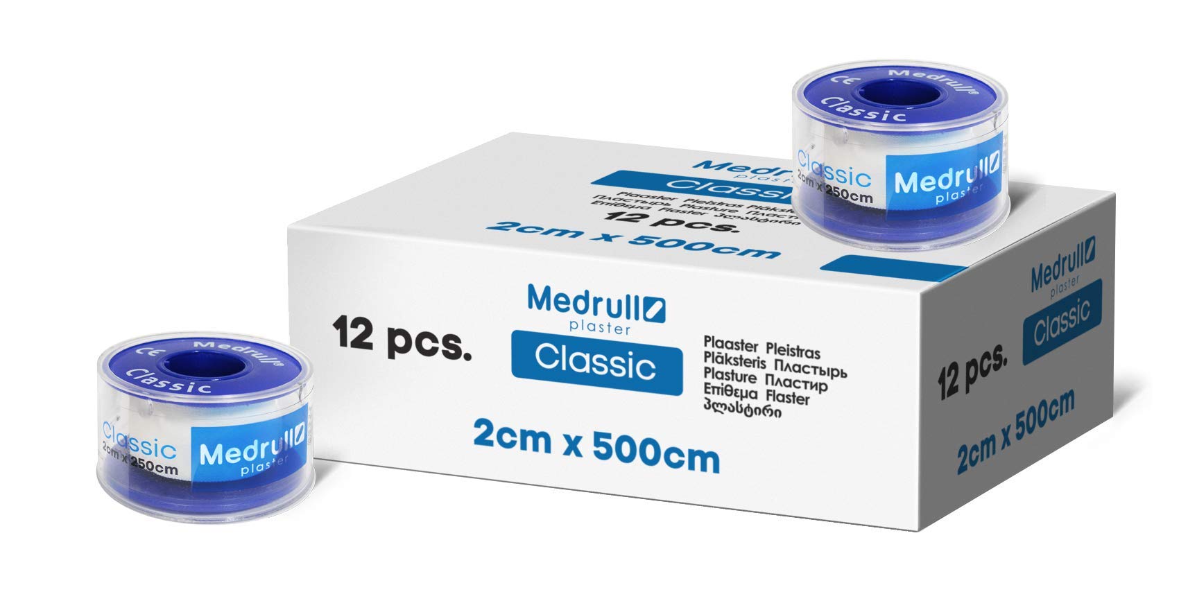 Medrull Fixierpflaster Classic 2cm x 5 m Rollenpflaster eignet sich zur schnellen und sicheren Fixierung von Verbanden - 12 Rollen Box