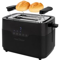 ProfiCook Toaster 2 Scheiben mit Brötchen Aufsatz und extra breitem Toast-Schlitz, Auftaufunktion, 7 einstellbare Bräunungsstufen Edelstahl gleichmäßige Toaster schwarz matt, PC-TA 1244