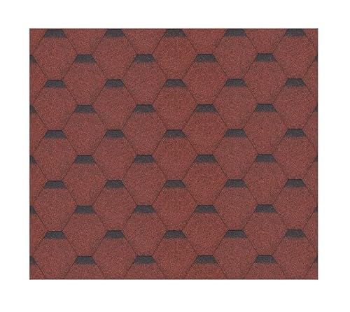 TIMBELA Bitumenschindeln-Set Hexagonal Rock H334RED, rote Bitumen-Dacheindeckung M334 für Gartenhaus