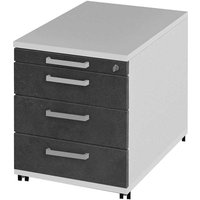 Schreibtischcontainer in Weiß Grau abschließbar