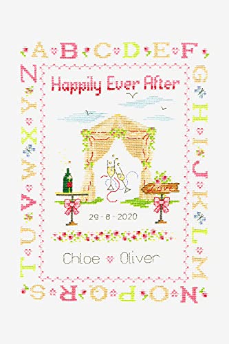 DMC Stickpackung aus gestrandetem Baumwollfaden, mit Zitat "Happily Ever After", Hochzeit BK1922
