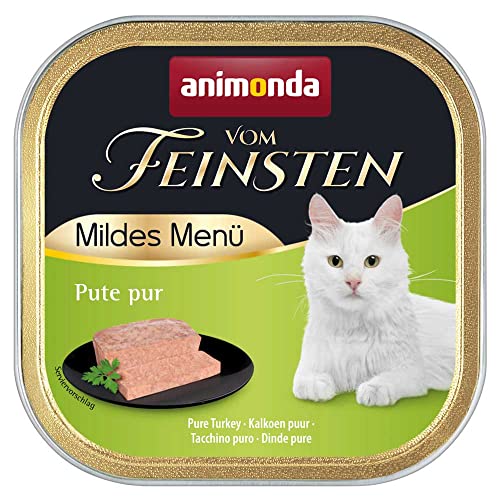 animonda Vom Feinsten adult Katzenfutter, Nassfutter für ausgewachsene Katzen, mildes Menü, Pute Pur, 32 x 100 g