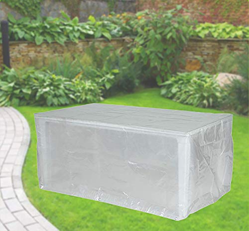 Fachhandel Plus Komfort Schutzhülle für rechteckige Gartentische 220x100x75 cm transparent Möbelschutzhülle für Terrassentisch