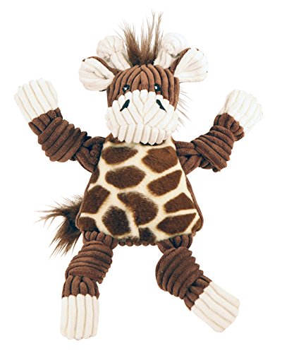 HuggleHounds Plüsch Cord strapazierfähig Knotties Hundespielzeug Giraffe Knottie