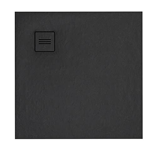 Sellon24® Duschwanne Duschtasse Superflach Acrylwanne Ablaufgarnitur Rutschfest schwarz Bau-Höhe 3,5 cm (100x100x3,5)
