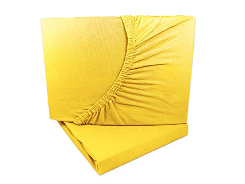 2er Pack Jersey Spannbettlaken 90x200-100x200 cm gelb 100% Baumwolle