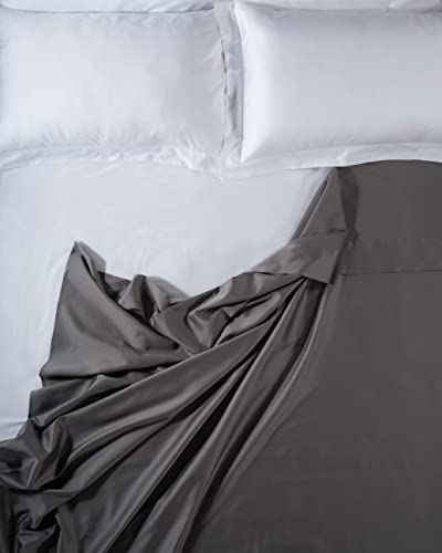 LENZUOLISSIMI - Queen-Bettlaken für Doppelbett, aus Baumwollsatin, Fadenzahl 300, Fadenzahl 240 x 290 cm, Grau.