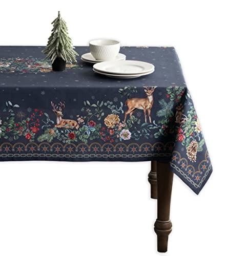 Maison d' Hermine Table Cover 100% Cotton 60"x60" Decorative Tablecloth Washable Square Tablecloths, Dining, Home, Wedding, Banquet, Buffet, Christmas Joy -Thanksgiving/Christmas