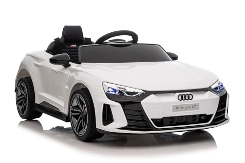 Kinderfahrzeug - Elektro Auto Audi RS E-Tron - lizenziert - 12V7AH Akku und 4 Motoren- 2,4Ghz + MP3 + Leder + Eva (Weiss)