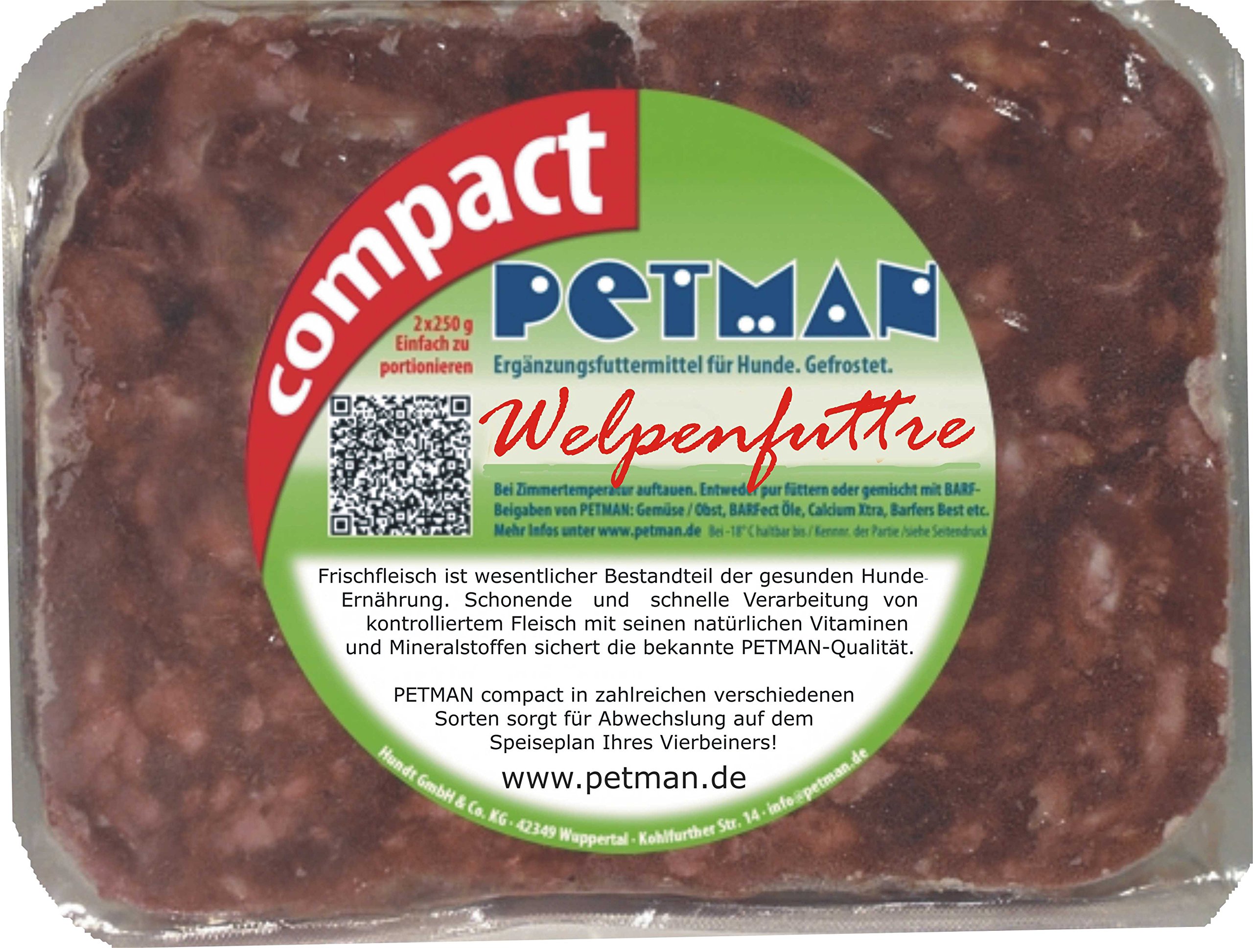 petman compact Welpenfutter, 12 x 500g-Beutel, Tiefkühlfutter, gesunde, natürliche Ernährung für Hunde, Hundefutter, Barf, B.A.R.F.