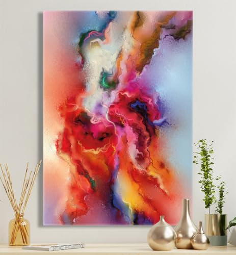 MyMaxxi - Premium Leinwandbild auf Keilrahmen Farbstrudel Wandbild Design Wand Dekoration, Gemälde Mehrfarbig Leinwand - Abstrakt, Groesse_leinwand:80x120 cm