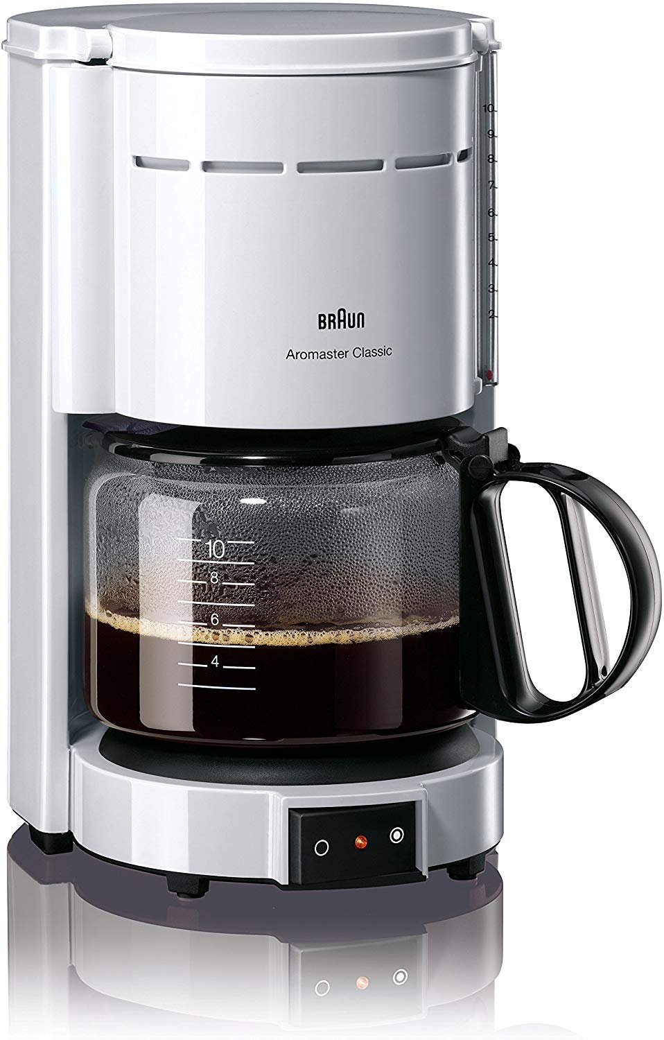 Braun Household Kaffeemaschine KF 47 WH - Filterkaffeemaschine mit Glaskanne für klassischen Filterkaffee, Aromatischer Kaffee dank OptiBrew-System, Tropfstopp, Abschaltautomatik, Weiß