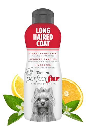 Tropiclean PerfectFur Long Haired Coat Shampoo for Dogs, 16oz - Made in USA - Unique Breed Specific Formula for Detangling & Dematting Long Haired Dogs - Effectively Moisturizes - Naturally Derived