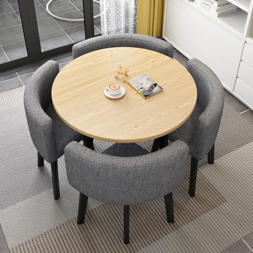 MTSYXYM Runder Tisch mit 4 Stühlen, Kombination aus Esstisch und Stühlen, Clubtisch im Büro, Empfangsraum, Nimmt wenig Platz EIN und ist einfach zu montieren. (Size : StyleF)