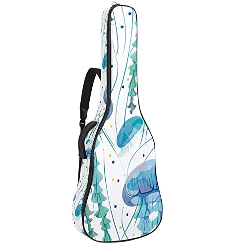 Gitarrentasche Blaue Quallen Gitarre Tasche Wasserdichte 40 41 Zoll Guitar Case Oxford Gitarre Tasche Drucken Gitarren Bag Tragetasche Rucksack