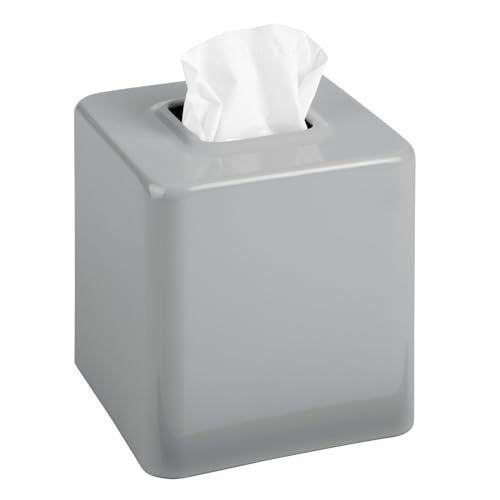 mDesign Kosmetiktücherbox – praktische Taschentuchbox aus Metall für das Badezimmer oder Büro – moderner Taschentuchspender als hübsche Verkleidung von einfachen Tissue Boxen – grau