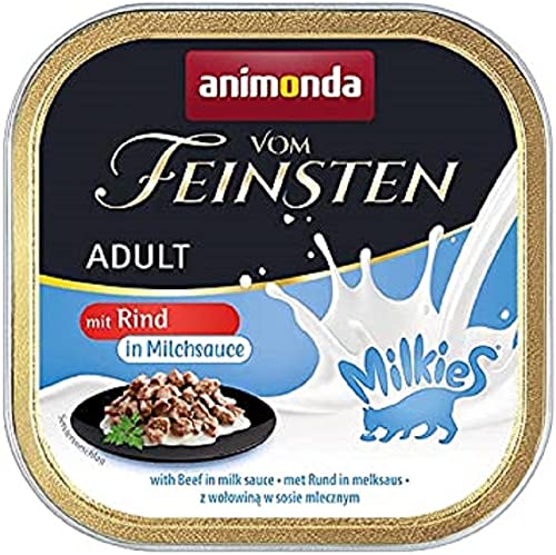 animonda Vom Feinsten Milkies Adult Katzenfutter, Nassfutter für Erwachsene Katzen, mit Rind in Milchsauce, 100 g (32er Pack)