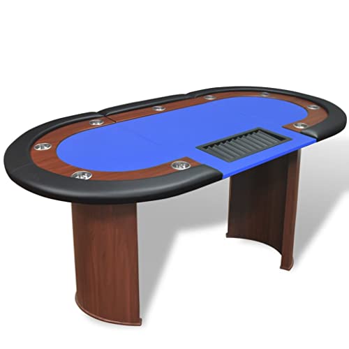 RAUGAJ Poker & Games Tables 10 Spieler Pokertisch mit Händlerbereich und Chipablage blau Möbel