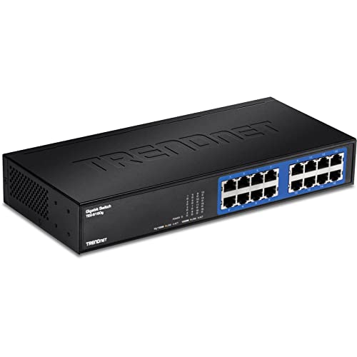TRENDnet 16-Port Unverwalteter Gigabit GREENnet Desktop Metall Switch, Ethernet Splitter, Lüfterlos, 16x RJ-45 Ports, 32 Gbps Weiterleitungsrate, TEG-S16DG