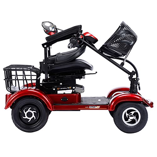 TOTLAC Kompakter Mobilitätsroller, zusammenklappbarer 4-Rad-Reiseroller, 380 W, elektrisch betriebenes Rollstuhlgerät mit Ladegerät und Korb im Lieferumfang enthalten, für Erwachsene, ältere Mensch