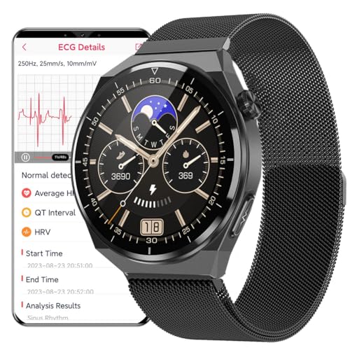 DigiKuber Smartwatch EKG Herren, 1,39 Zoll Wasserdichter Smart Watch für Damen mit Oximeter PPG SpO2 Herzfrequenzmeldung, Schlafmonitor für Android iOS