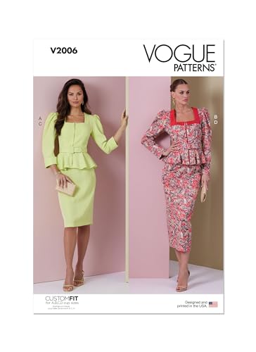 Vogue Patterns V2006B5 Zweiteiliges Kleid für Damen Schnittmuster-Paket, Design-Code V2006, Papier, Mehrfarbig, Sizes 8-10-12-14-16