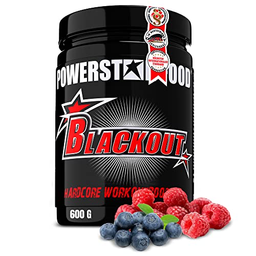 POWERSTAR FOOD Blackout Booster | 600g | Pre Workout Trainingsbooster | Deutsche Herstellung | Blue Raspberry