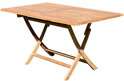 ASS ECHT Teak Holz Klapptisch Holztisch Gartentisch Tisch in verschiedenen Größen von Größe:140x80 cm