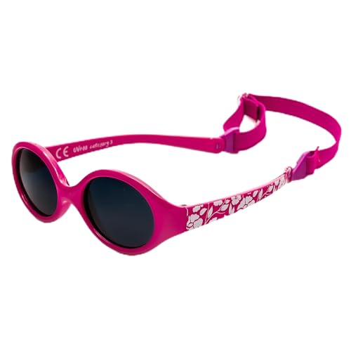 Kiddus Polarisiert Sonnenbrille für Jungen und Mädchen. Ab 0 Monaten. UV400 Sonnenfilter. Flexiblel, Sicher und Schlagfest. Violett mit Blumen