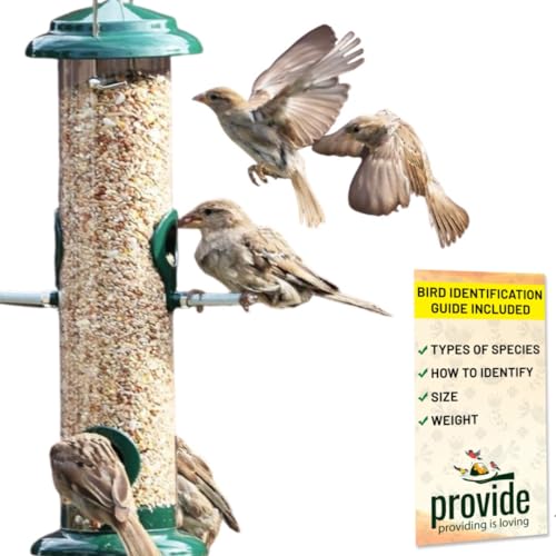 PROVIDE Easy Clean Vogelfutterspender für kleine Vögel, einfach zu zerlegen, Vogelfutterstation zum Aufhängen für Schwarzölsamen, Sonnenblumenherz und Mixsamen Gartenvogelfutterstation