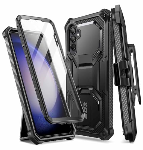 i-Blason Armorbox Hülle für Samsung Galaxy S23 FE (2023) Outdoor Handyhülle Bumper Case 360 Grad Schutzhülle mit integriertem Displayschutz, Ständer und Gürtelclip (Schwarz)