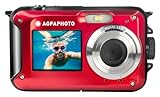 AgfaPhoto Photo Realishot WP8000 - wasserdichte Digitalkamera (24 MP, Full HD-Video, Dual-LCD-Bildschirm, 16-facher Digitalzoom, Digitaler Stabilisator, Lithium-Batterie) Rot